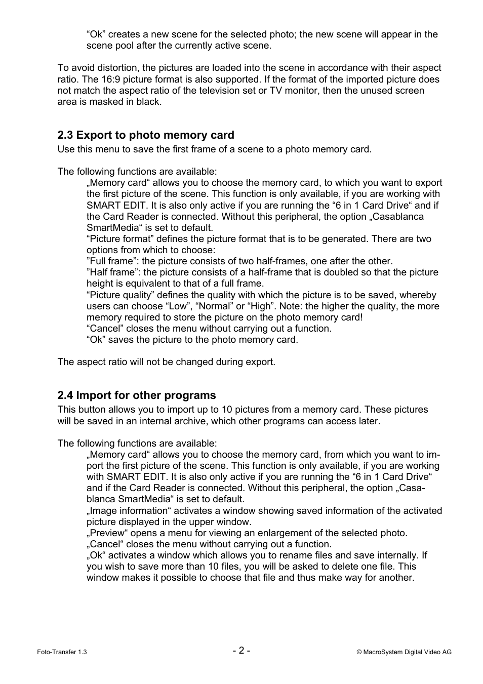 MacroSystem Photo Transfer 1.5 User Manual | Page 2 / 3