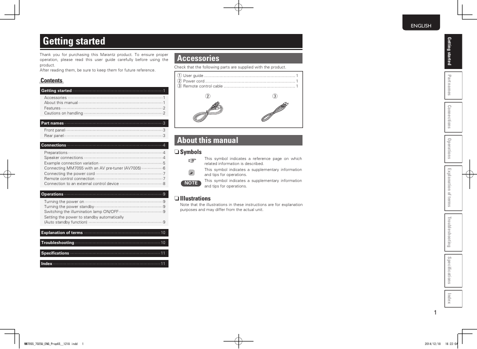 Getting started, Accessories, About this manual | Marantz MM7055 v.2 User Manual | Page 5 / 18