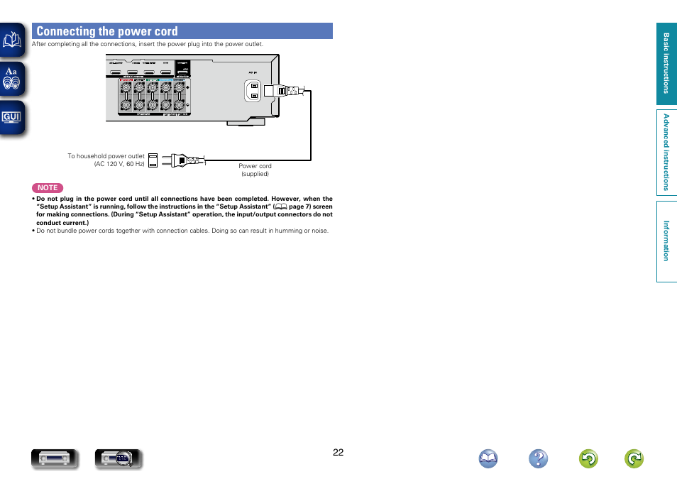 Connecting the power cord | Marantz NR1504 User Manual | Page 25 / 146
