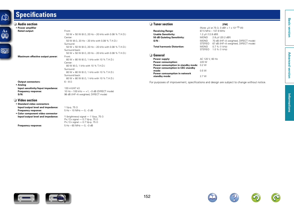 Specifications | Marantz NR1603 User Manual | Page 155 / 159