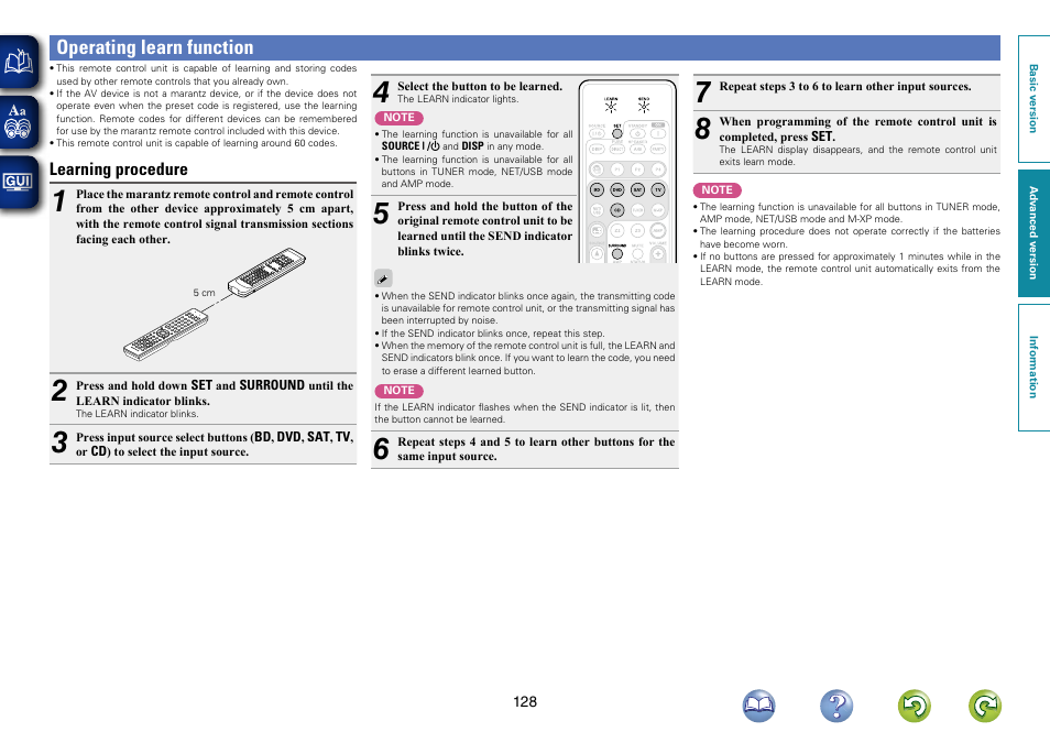 Operating learn function | Marantz SR6006 User Manual | Page 131 / 159