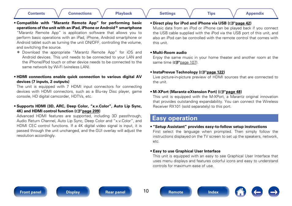 Easy operation | Marantz SR6008 User Manual | Page 10 / 247