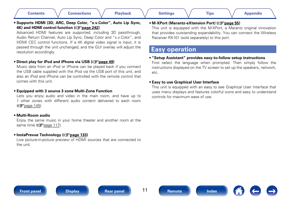 Easy operation | Marantz SR7008 User Manual | Page 11 / 286