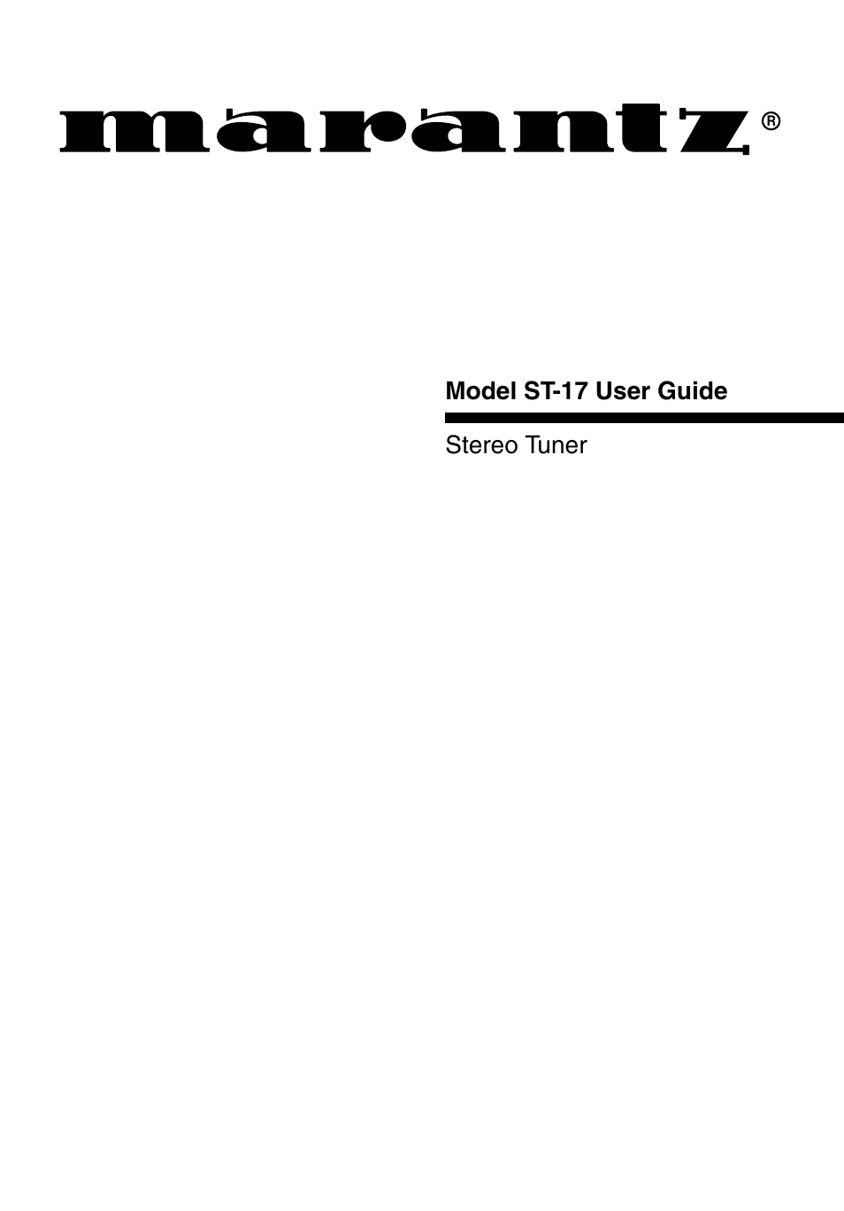 Marantz ST-17 User Manual | 15 pages