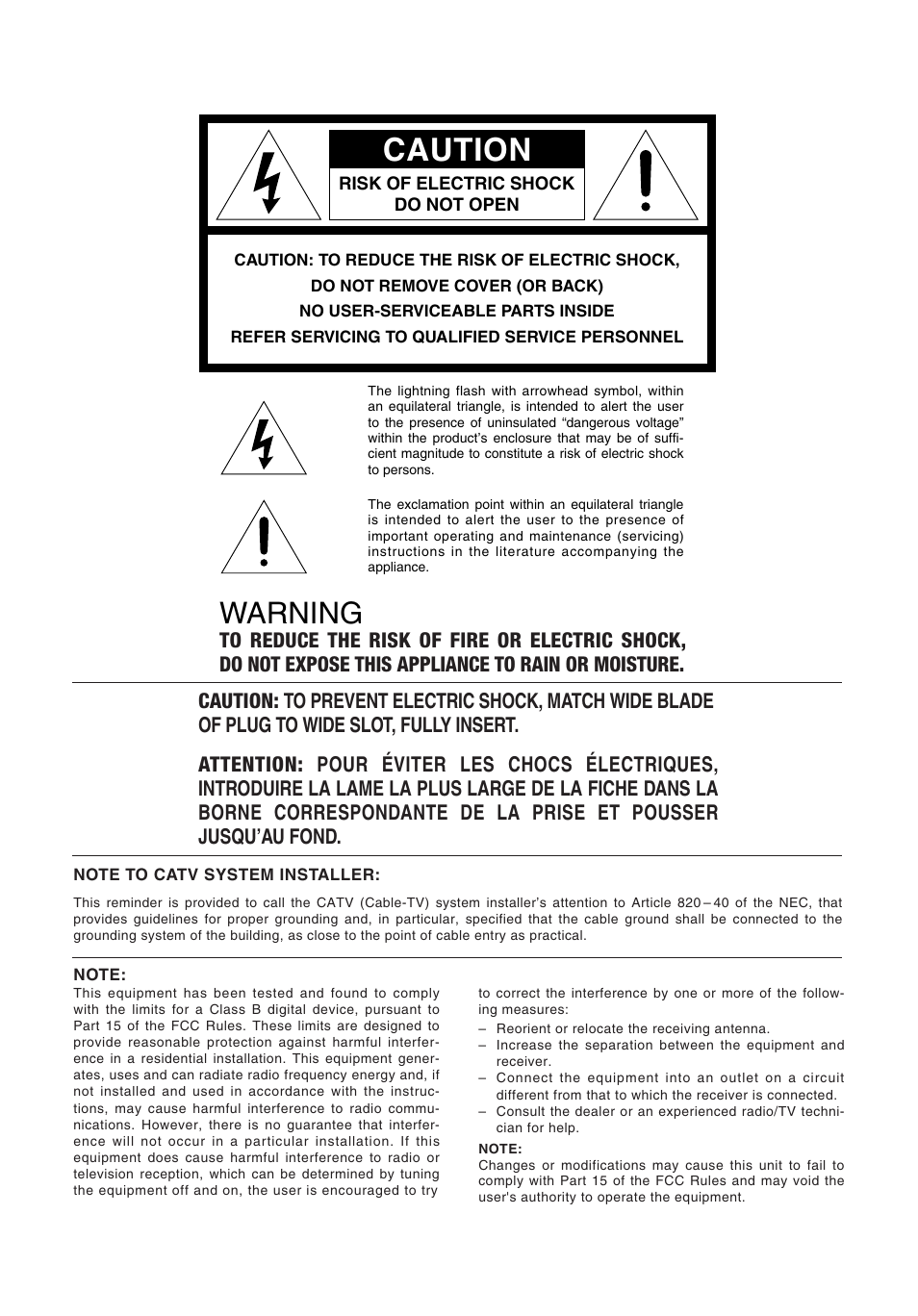 Caution, Warning | Marantz ST-17 User Manual | Page 2 / 15