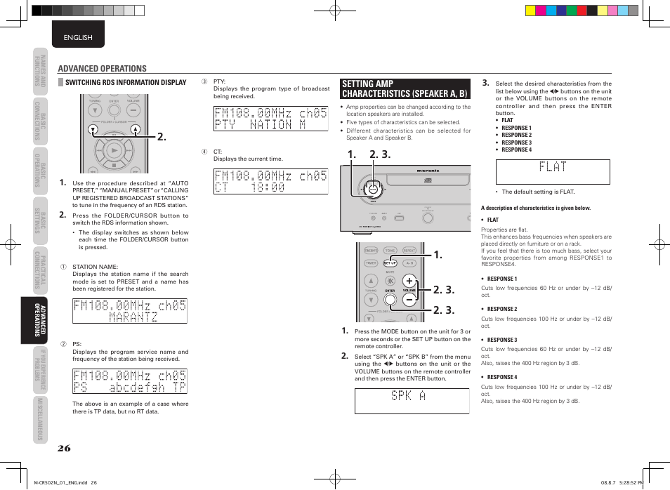 Setting amp characteristics (speaker a, b) | Marantz M-CR502 User Manual | Page 30 / 39