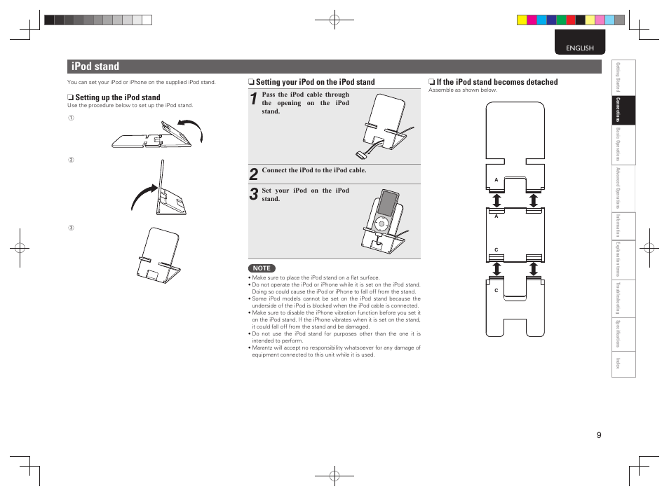 Ipod stand | Marantz MCR603 User Manual | Page 15 / 56