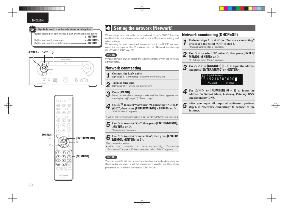 Setting the network [network | Marantz MCR603 User Manual | Page 36 / 56