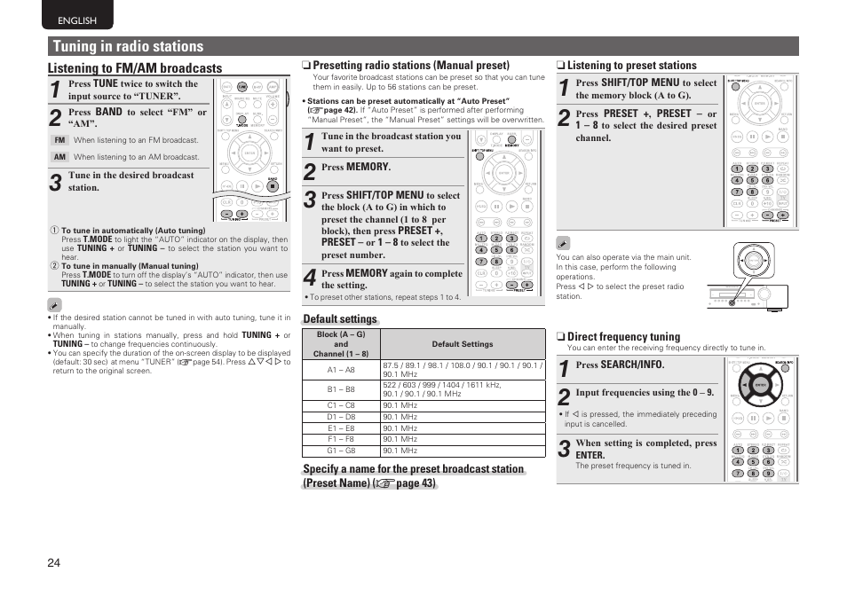 Tuning in radio stations, Listening to fm/am broadcasts | Marantz NR1601 User Manual | Page 30 / 88