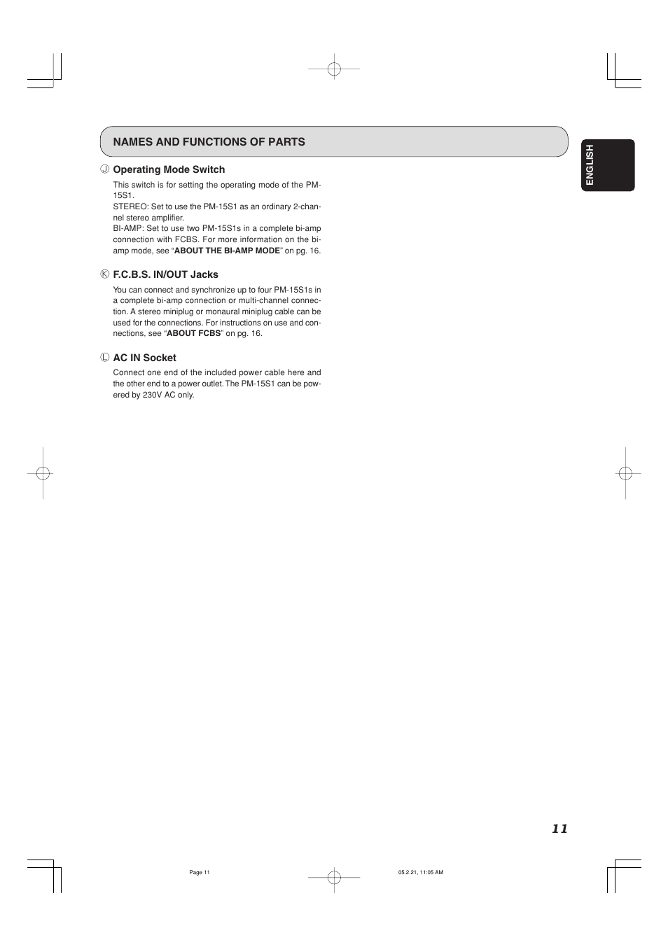 Names and functions of parts | Marantz PM-15S1 User Manual | Page 16 / 29