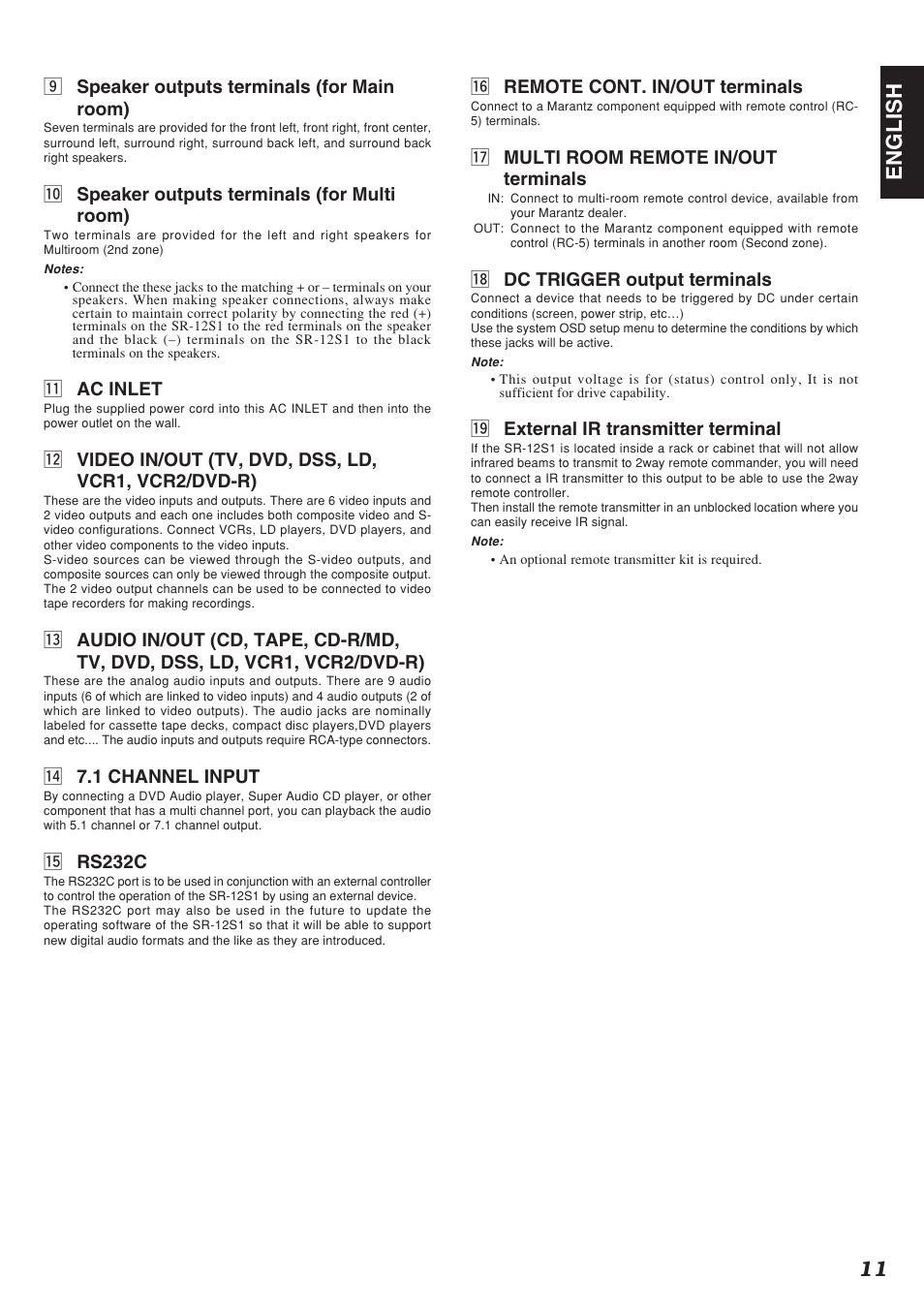 11 english | Marantz SR-12S1N User Manual | Page 14 / 58