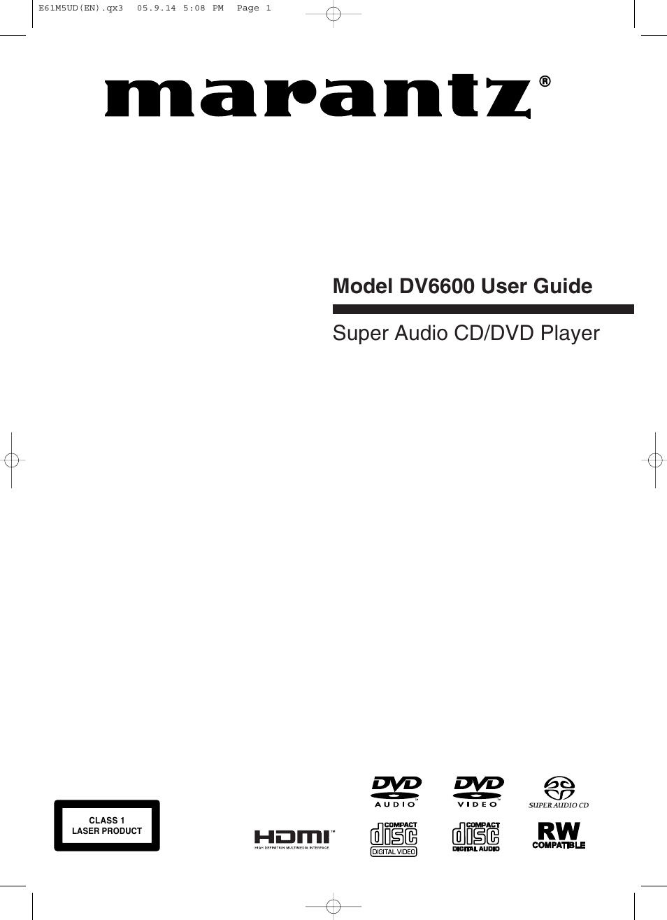 Marantz DV6600 User Manual | 36 pages