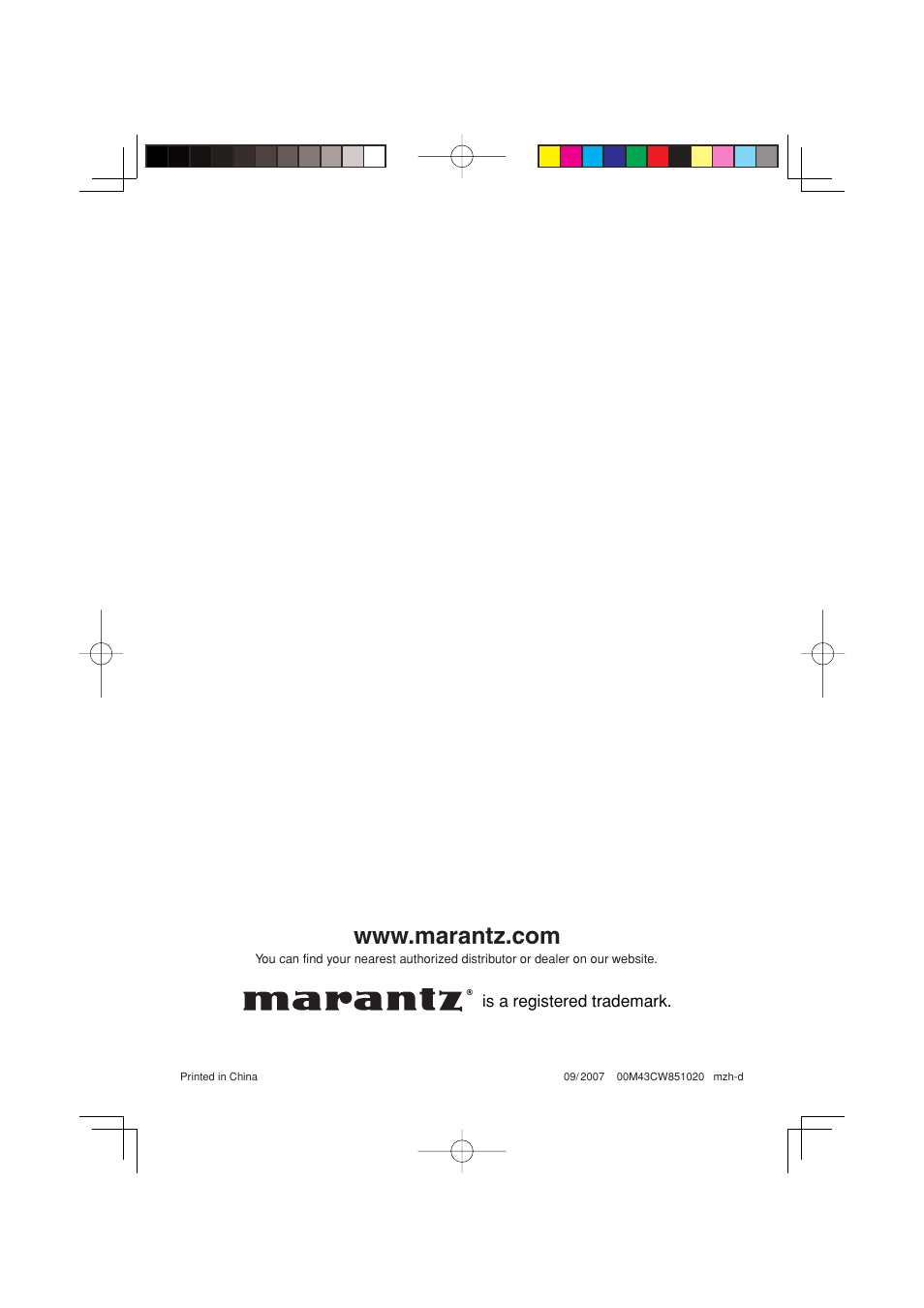 Is a registered trademark | Marantz Wizz.it 3 User Manual | Page 20 / 20