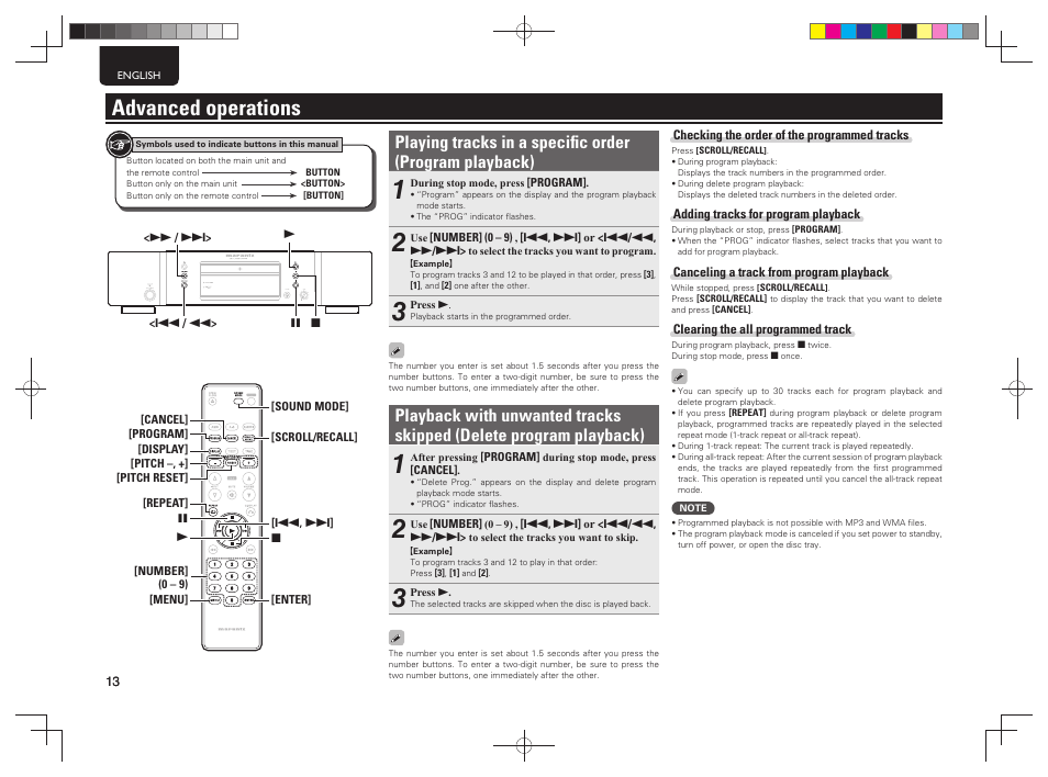 Advanced operations | Marantz CD5004 User Manual | Page 17 / 29