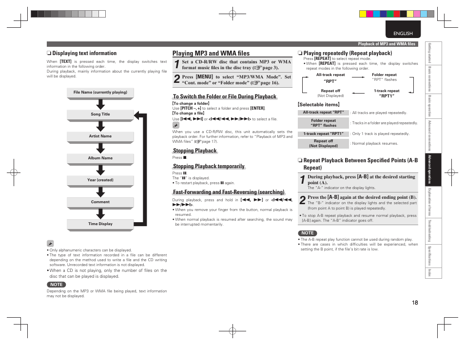 Playing mp3 and wma ﬁ les | Marantz CD5004 User Manual | Page 22 / 29