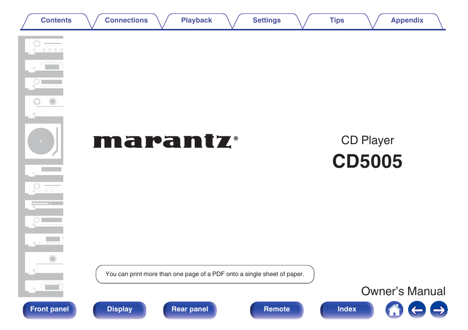 Marantz CD5005 User Manual | 54 pages