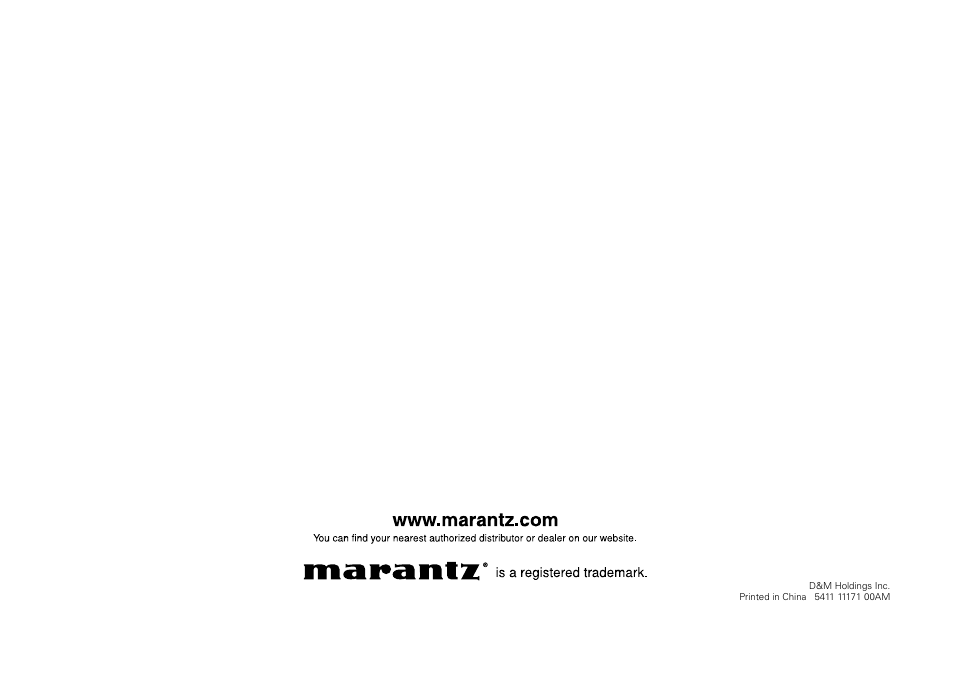 Marantz CD5005 Quick Start User Manual | Page 8 / 8