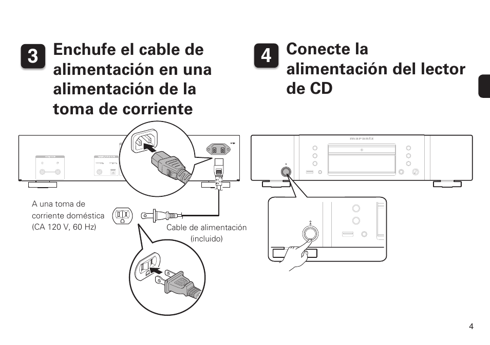 Conecte la alimentación del lector de cd | Marantz CD6005 Quick Start User Manual | Page 5 / 10