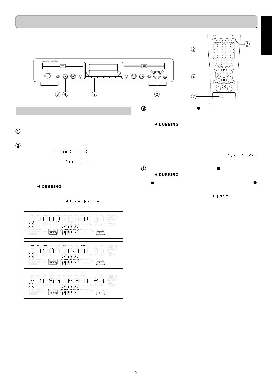 Recording (from internal cd-deck), English, Important | Marantz DR6050 User Manual | Page 14 / 30