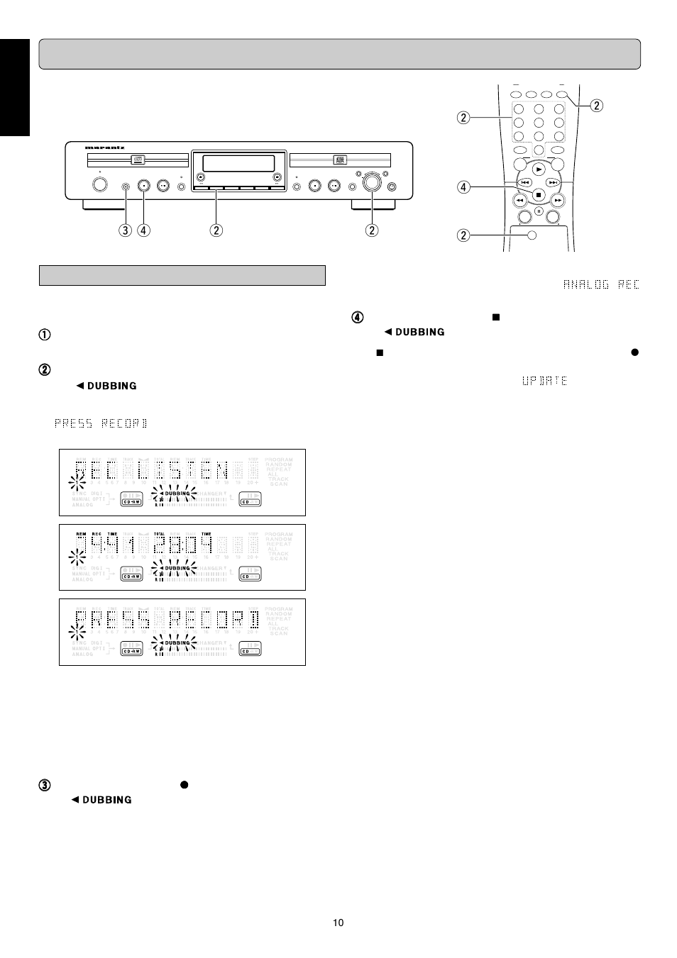 Recording (from internal cd-deck), English, Normal speed recording | Important | Marantz DR6050 User Manual | Page 15 / 30