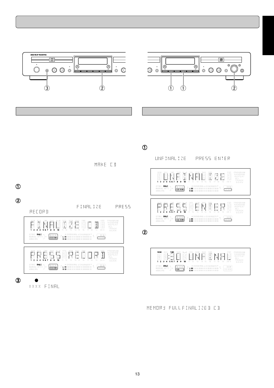 Finalizing/unfinalizing, English, Qw q | Finalizing cd-r & cd-rw discs, Unfializing cd-rw discs | Marantz DR6050 User Manual | Page 18 / 30