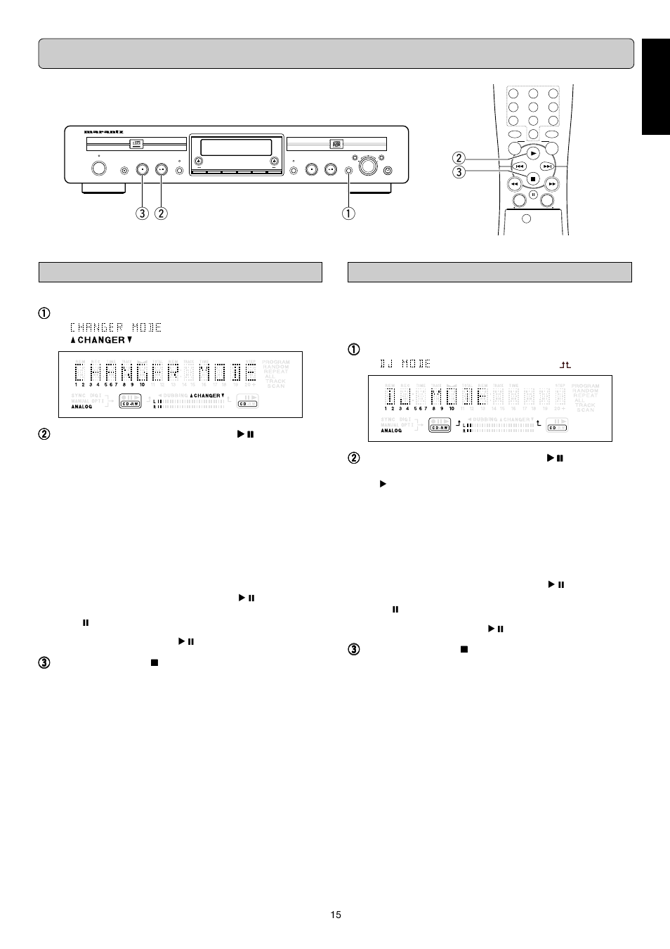 Playing, English, Playing cds on deck 1 and/or deck 2 (dj mode) | Marantz DR6050 User Manual | Page 20 / 30