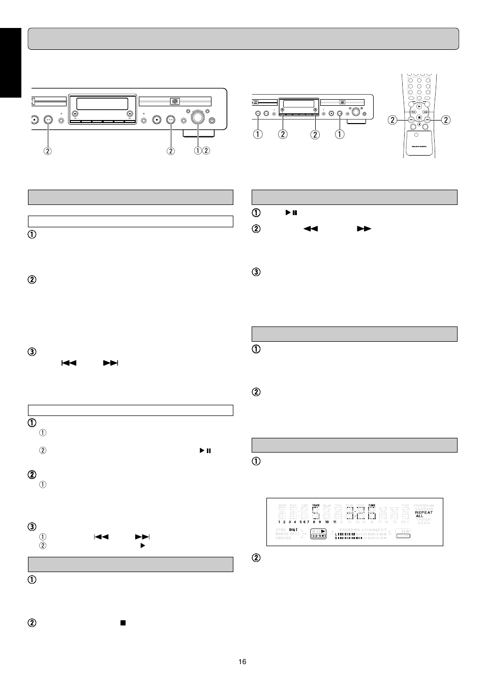 Playing, English, Search | Random play, Repeat play, Selecting a track, Scan play | Marantz DR6050 User Manual | Page 21 / 30