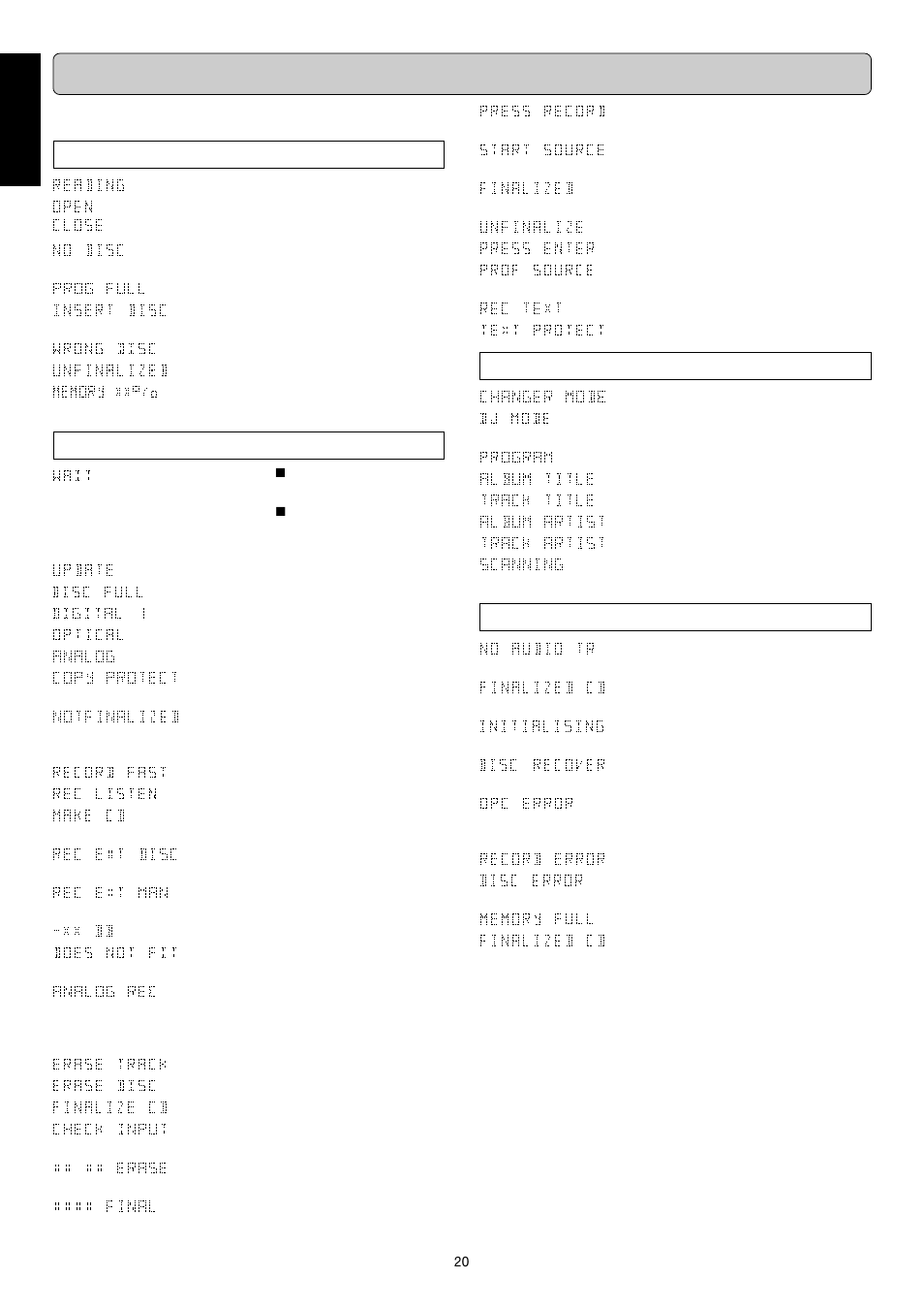 Display, English, General | Recording, Play, Others | Marantz DR6050 User Manual | Page 25 / 30