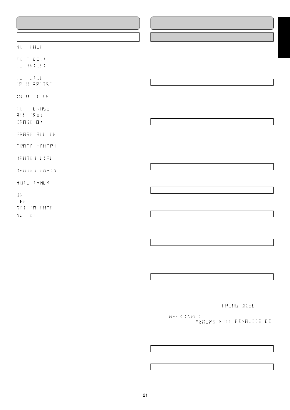 Display other informations, English, Fixing problems | Menu messages | Marantz DR6050 User Manual | Page 26 / 30