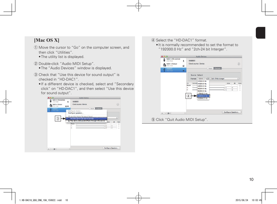 Mac os x | Marantz HD-DAC1 Quick Start User Manual | Page 11 / 16