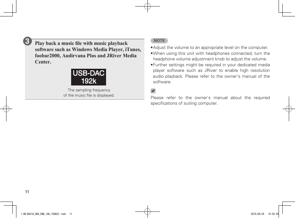 Usb-dac 192k | Marantz HD-DAC1 Quick Start User Manual | Page 12 / 16