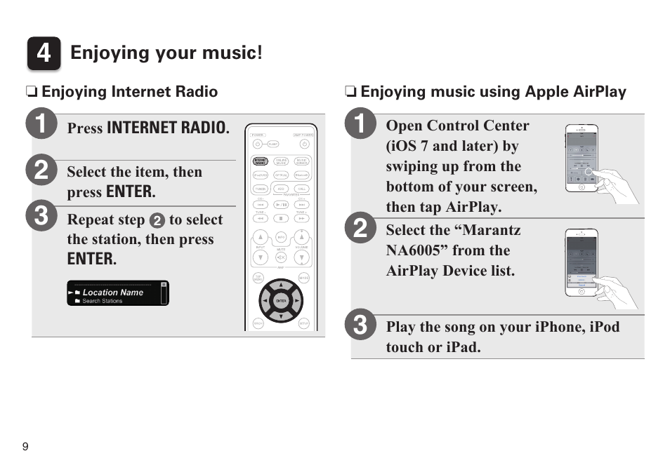 Enjoying your music | Marantz NA6005 Quick Start User Manual | Page 10 / 14