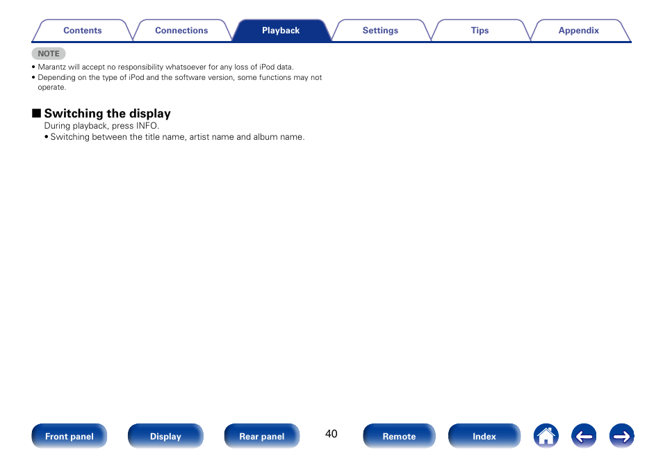 2 switching the display | Marantz SA8005 User Manual | Page 40 / 79