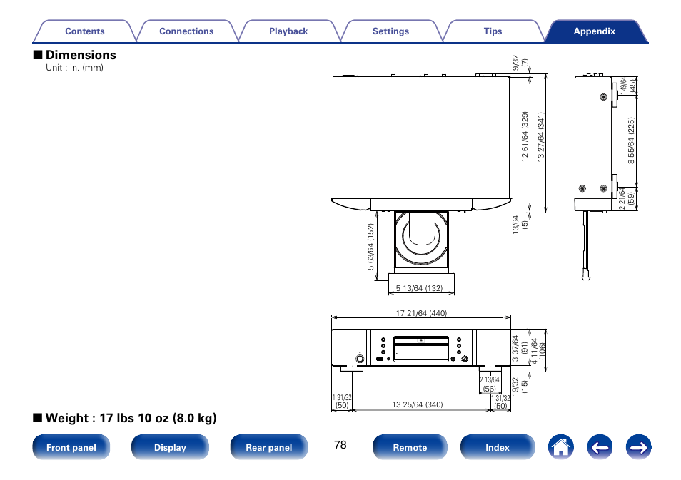 2 dimensions | Marantz SA8005 User Manual | Page 78 / 79