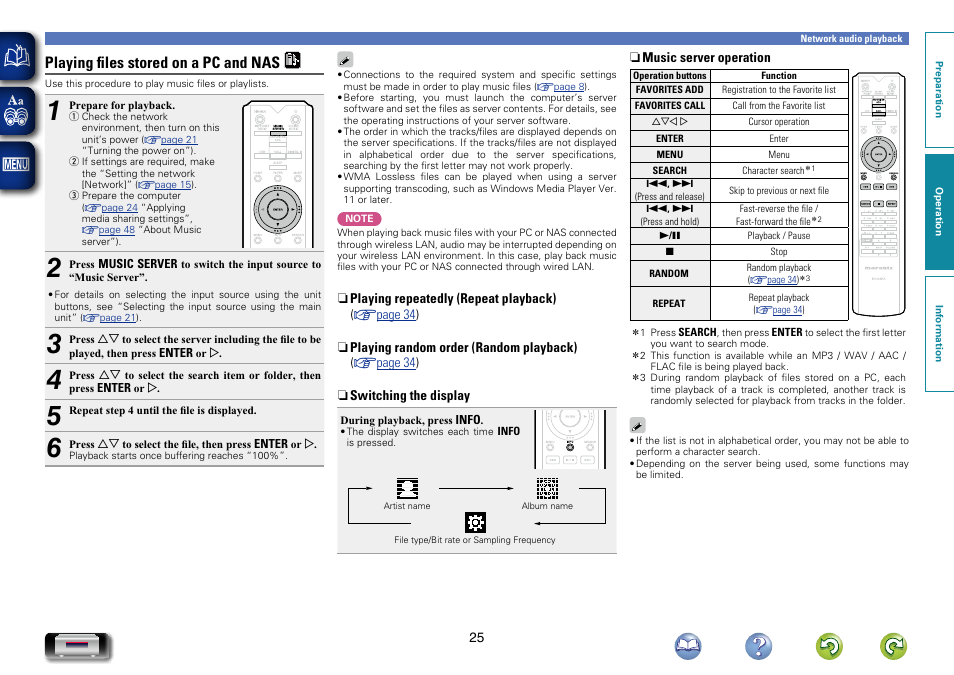 Playing files stored on a pc and nas | Marantz NA-11S1 User Manual | Page 28 / 65