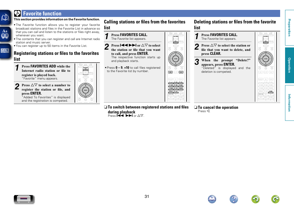 Favorite function | Marantz NA-11S1 User Manual | Page 34 / 65