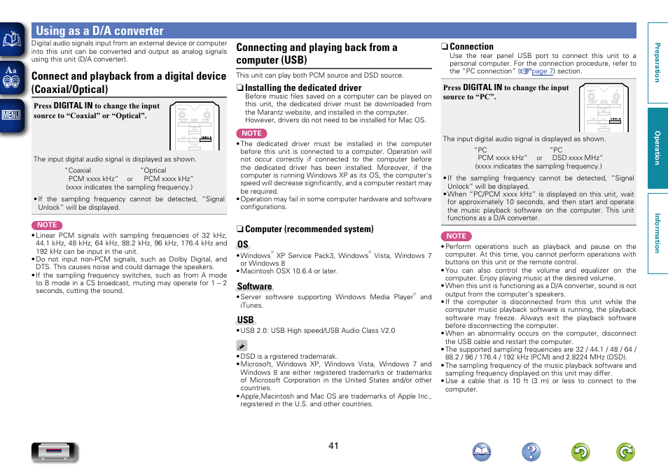 Using as a d/a converter, Using as a, D/a converter”) | Using as a d/a converter”), Connecting and playing back from a computer (usb) | Marantz NA-11S1 User Manual | Page 44 / 65