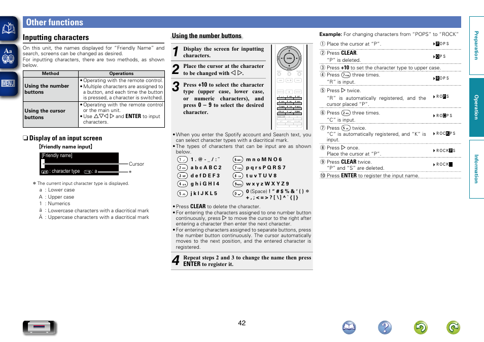 Other functions, For character input, see, Inputting characters | Marantz NA-11S1 User Manual | Page 45 / 65