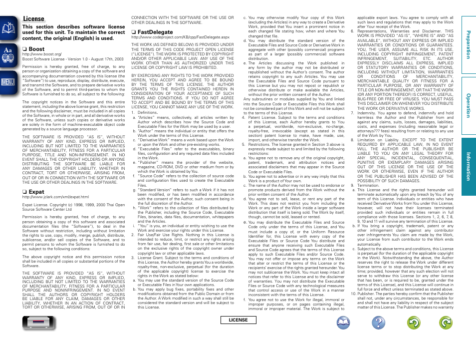 License, N boost, N expat | N fastdelegate | Marantz NA-11S1 User Manual | Page 61 / 65