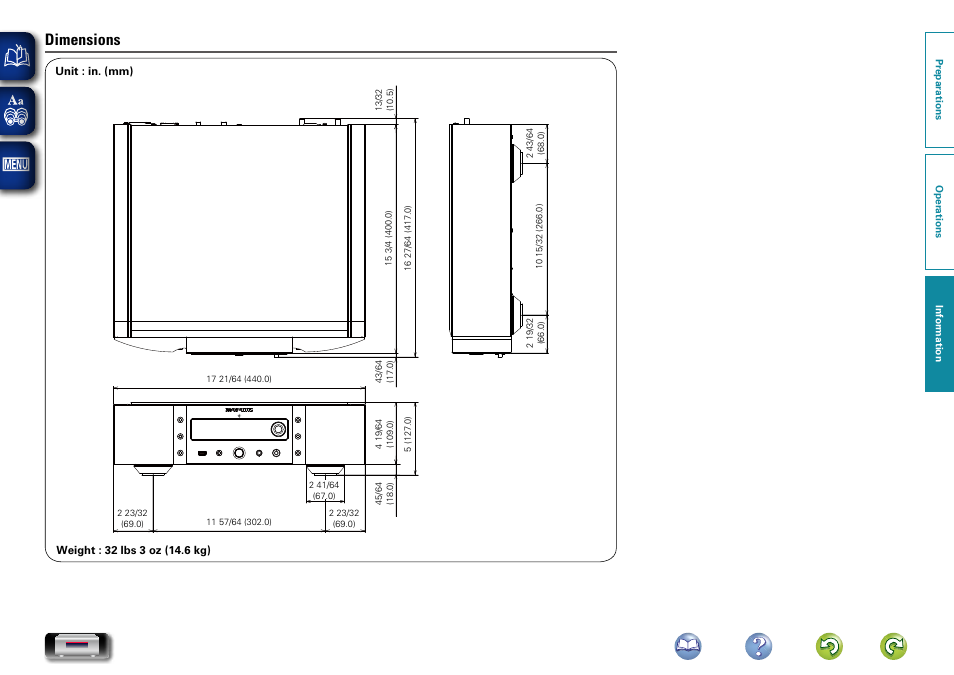 Dimensions | Marantz NA-11S1 User Manual | Page 64 / 65