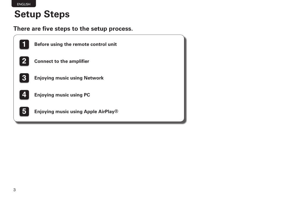 Setup steps | Marantz NA-11S1 Getting Started User Manual | Page 4 / 11