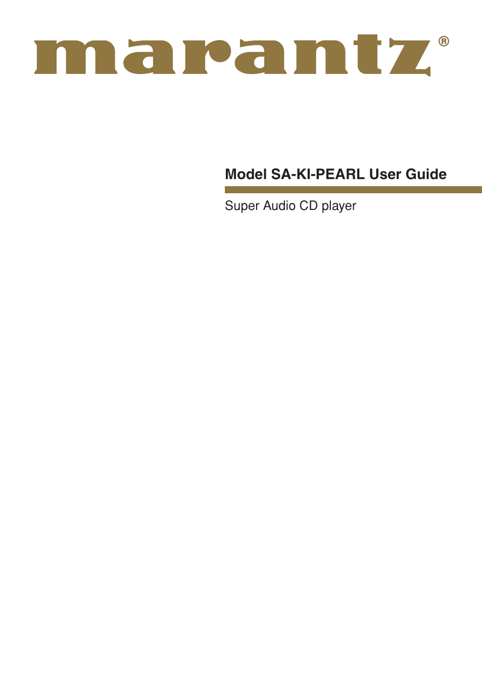 Marantz SA-KI PEARL User Manual | 35 pages