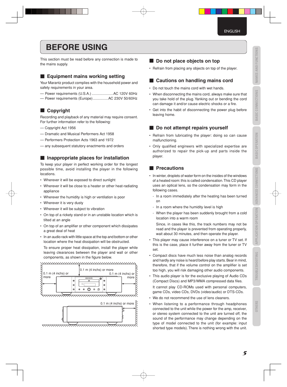 Before using | Marantz SA-KI PEARL User Manual | Page 11 / 35