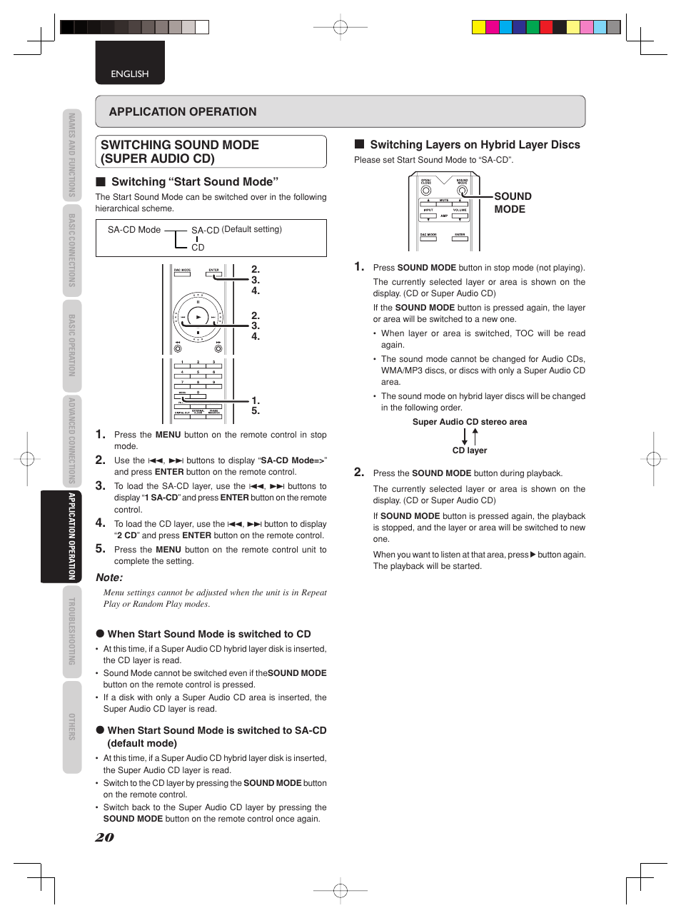 Switching sound mode (super audio cd) | Marantz SA-KI PEARL User Manual | Page 26 / 35