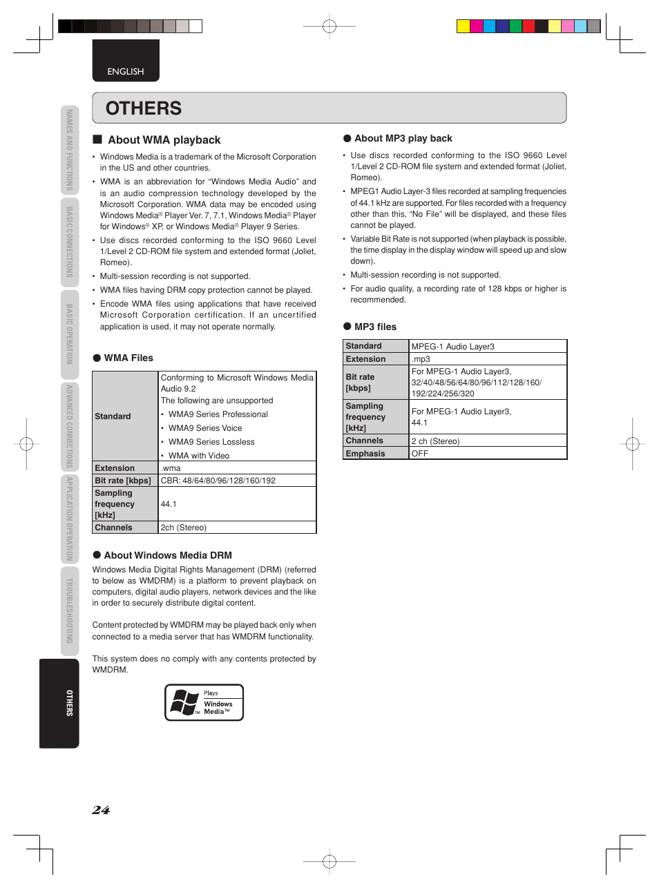 Others, About wma playback | Marantz SA-KI PEARL User Manual | Page 30 / 35