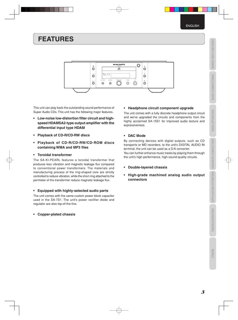 Features | Marantz SA-KI PEARL User Manual | Page 9 / 35