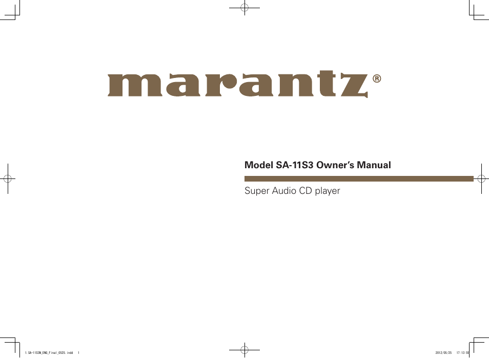 Marantz SA11S3N User Manual | 38 pages