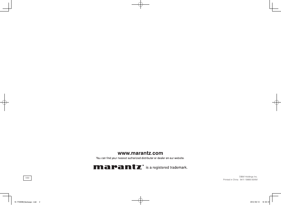 Marantz TT5005N User Manual | Page 12 / 12