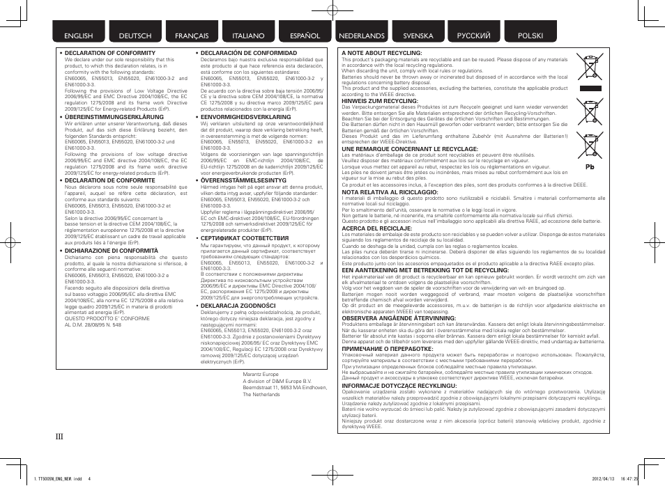 Marantz TT5005N User Manual | Page 4 / 12
