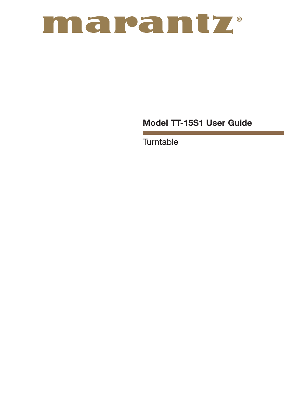 Marantz TT15S1N User Manual | 39 pages